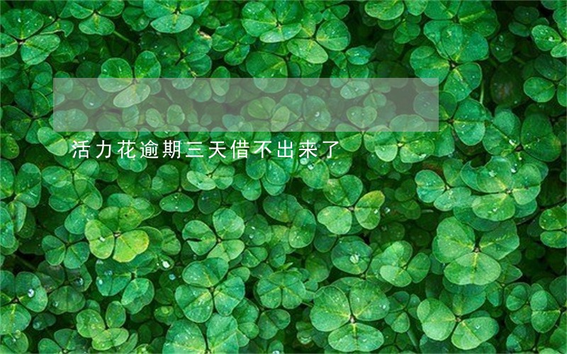 活力花逾期三天借不出来了 活力花逾期三天借不出来了