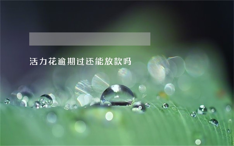活力花逾期过还能放款吗 活力花逾期过还能放款吗