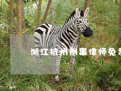 浙江杭州刑事律师免费咨询