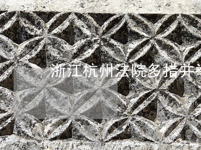 浙江杭州法院多措并举 浙江杭州法院多措并举