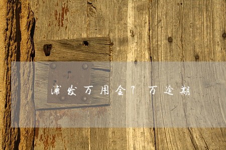 浦发万用金7万逾期 浦发万用金7万逾期