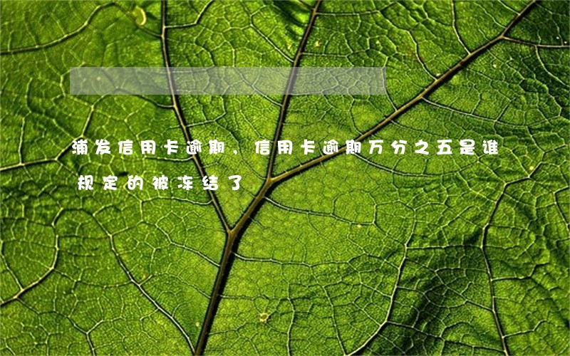 浦发信用卡逾期，被冻结了