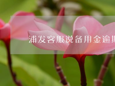 浦发客服说备用金逾期没事 浦发客服说备用金逾期没事