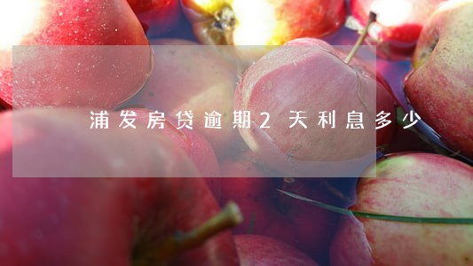 浦发房贷逾期2天利息多少 浦发房贷逾期2天利息多少