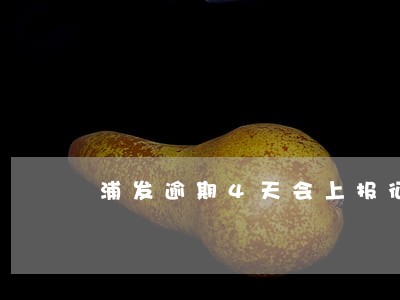 浦发逾期4天会上报征信吗