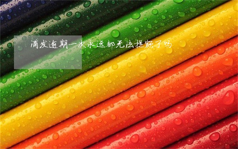 浦发逾期一次永远都无法提额了吗 浦发逾期一次永远都无法提额了吗