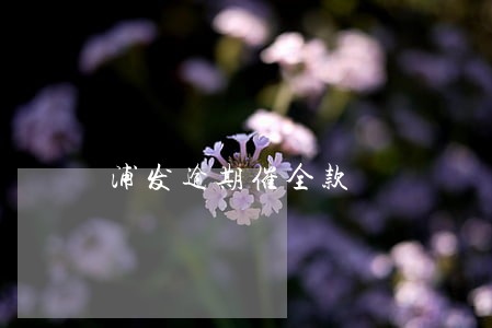 浦发逾期催全款 浦发逾期催全款