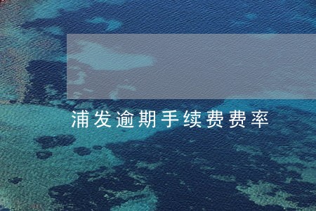 浦发逾期手续费费率 浦发逾期手续费费率