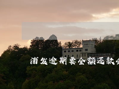浦发逾期要全额还款会不会降额