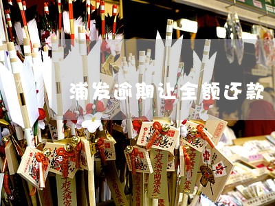 浦发逾期让全额还款 浦发逾期让全额还款