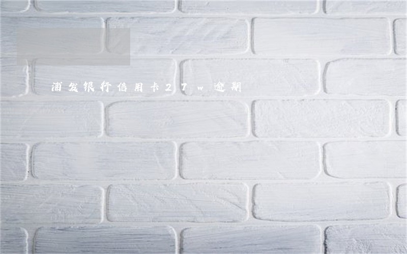 浦发银行信用卡27w逾期