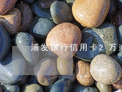 浦发银行信用卡2万逾期