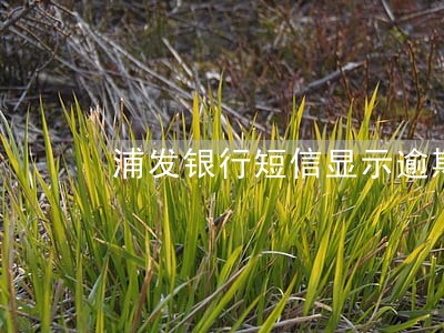 浦发银行短信显示逾期 浦发银行短信显示逾期