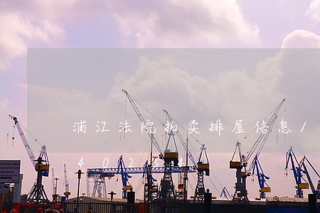 浦江法院拍卖排屋信息/2023021840254