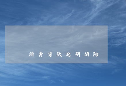 消费贷款逾期消除 消费贷款逾期消除