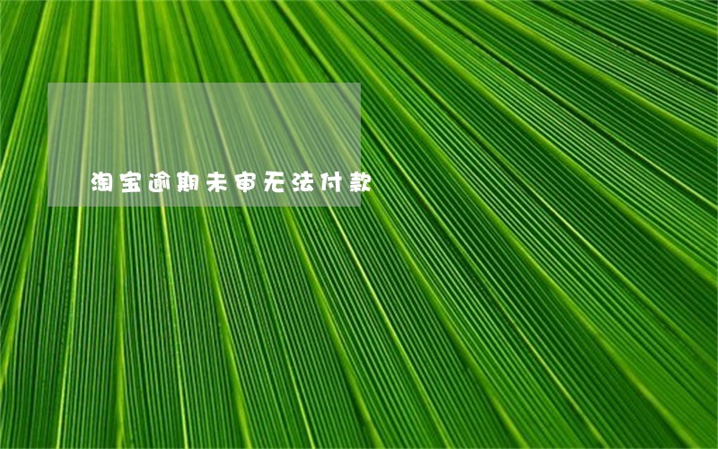 淘宝逾期未审无法付款 淘宝逾期未审无法付款