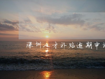 深圳人才补贴逾期申请 深圳人才补贴逾期申请