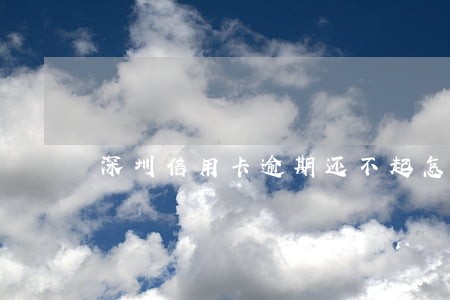 深圳信用卡逾期还不起怎么办 深圳信用卡逾期还不起怎么办