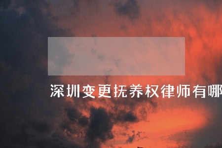 深圳变更抚养权律师有哪家 深圳变更抚养权律师有哪家