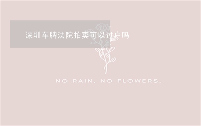 深圳车牌法院拍卖可以过户吗 深圳车牌法院拍卖可以过户吗