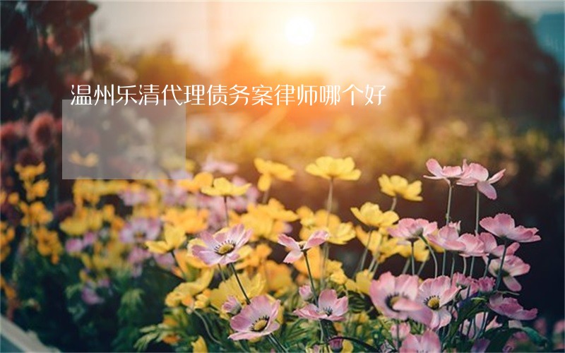 温州乐清代理债务案律师哪个好 温州乐清代理债务案律师哪个好