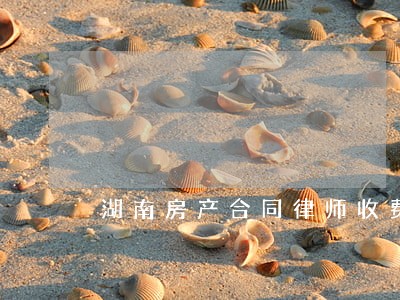 湖南房产合同律师收费 湖南房产合同律师收费