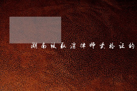湖南被取消律师资格证的律师