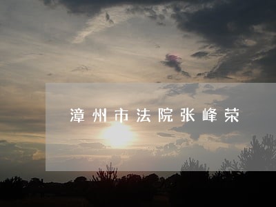 漳州市法院张峰荣 漳州市法院张峰荣