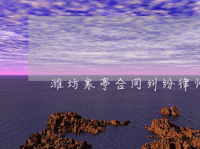 潍坊寒亭合同纠纷律师