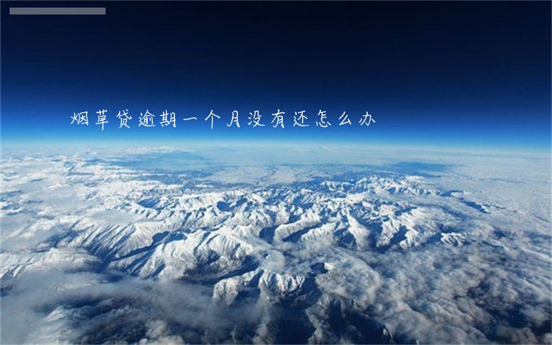 烟草贷逾期一个月没有还怎么办