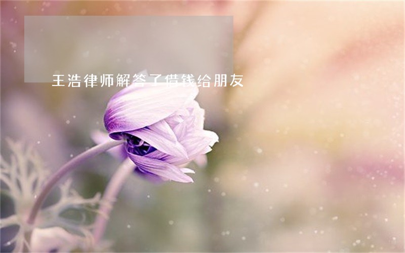 王浩律师解答了借钱给朋友 王浩律师解答了借钱给朋友