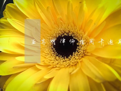 王笃明律师信用卡逾期 王笃明律师信用卡逾期