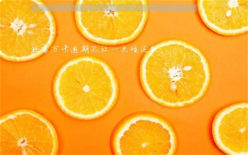 玖富万卡逾期不让一次性还款 玖富万卡逾期不让一次性还款