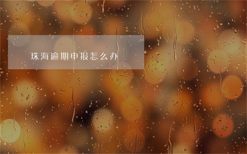 珠海逾期申报怎么办 珠海逾期申报怎么办
