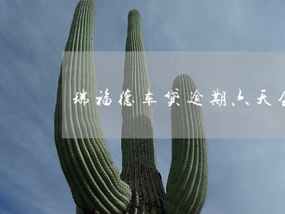 瑞福德车贷逾期六天会被拖车吗 瑞福德车贷逾期六天会被拖车吗