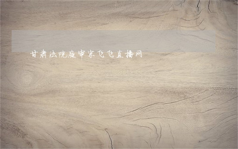 甘肃法院庭审宋飞飞直播网
