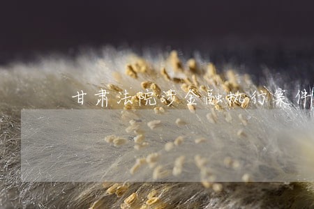 甘肃法院涉金融执行案件 甘肃法院涉金融执行案件