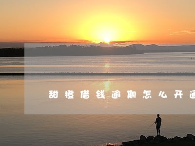 甜橙借钱逾期怎么开通 甜橙借钱逾期怎么开通