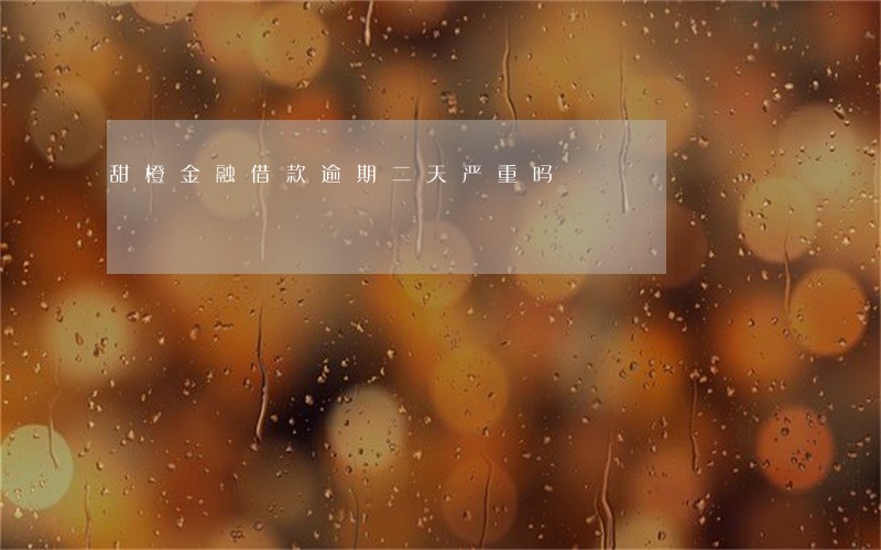 甜橙金融借款逾期二天严重吗 甜橙金融借款逾期二天严重吗
