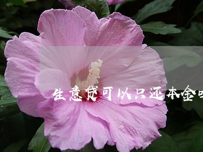 生意贷可以只还本金吗 生意贷可以只还本金吗