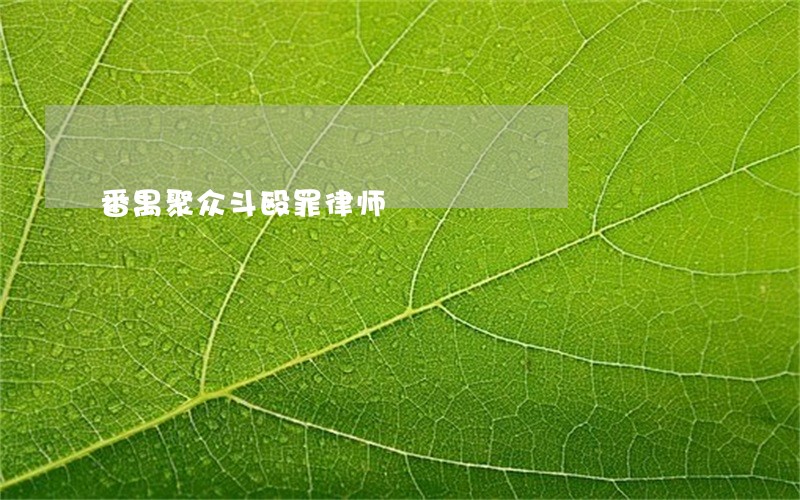 番禺聚众斗殴罪律师 番禺聚众斗殴罪律师