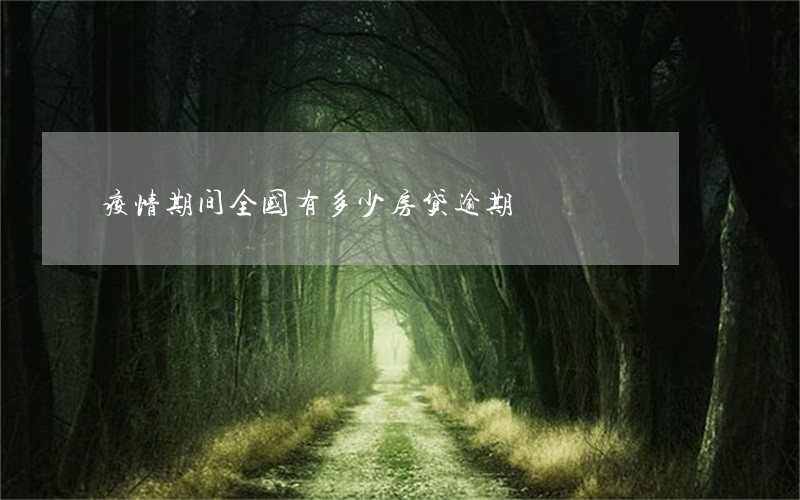 疫情期间全国有多少房贷逾期 疫情期间全国有多少房贷逾期