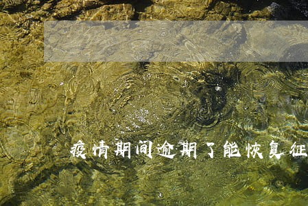 疫情期间逾期了能恢复征信