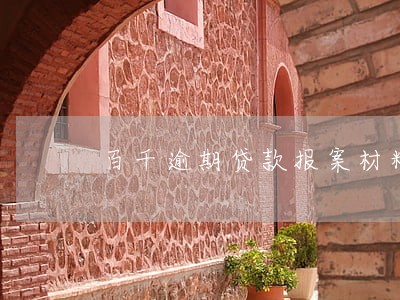 百千逾期贷款报案材料 百千逾期贷款报案材料