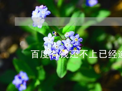 百度有钱还不上已经逾期了 百度有钱还不上已经逾期了