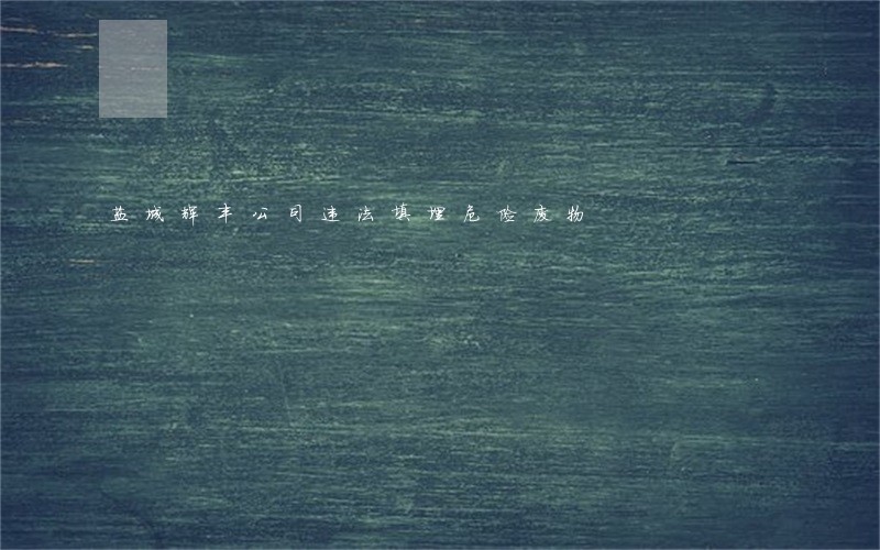 盐城辉丰公司违法填埋危险废物 盐城辉丰公司违法填埋危险废物