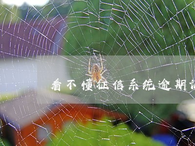 看不懂征信系统逾期记录 看不懂征信系统逾期记录