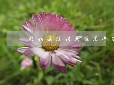 短信法院传票信用卡逾期 短信法院传票信用卡逾期