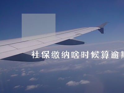 社保缴纳啥时候算逾期 社保缴纳啥时候算逾期