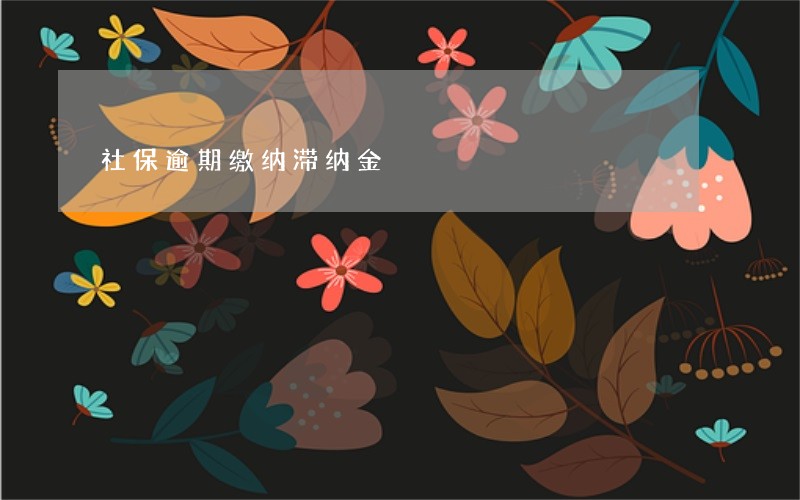 社保逾期缴纳滞纳金